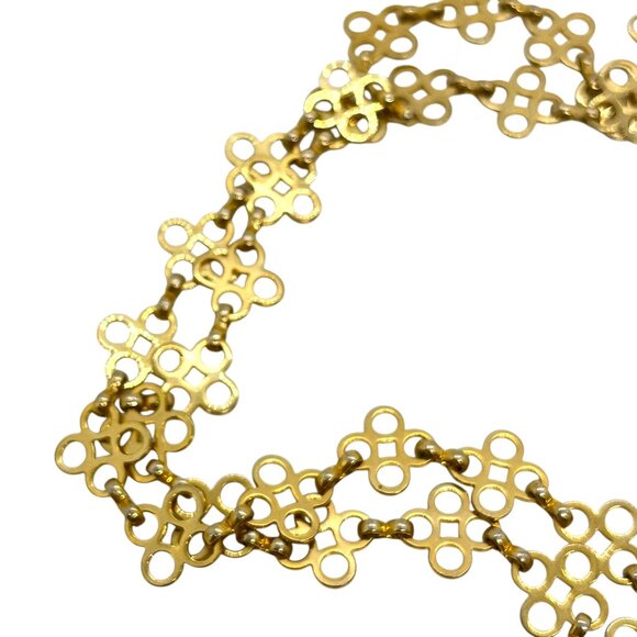 TORY BURCH SIGNATURE LOGO GOLD TONE CHAIN LINK NECKLACE LONG 32" LENGTH LAYERING - Picture 10 of 12